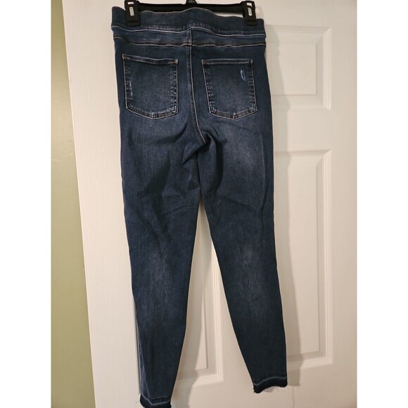 New M 28x28 SPANX Soft Blue Denim High Rise Pull On Shaping Stretch Hem Jeans - Picture 4 of 9